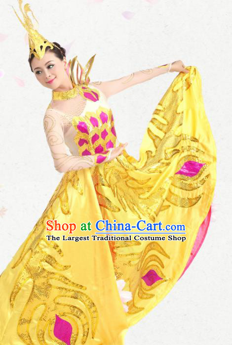 Professional Modern Dance Golden Dress Opening Dance Stage Performance Costume for Women