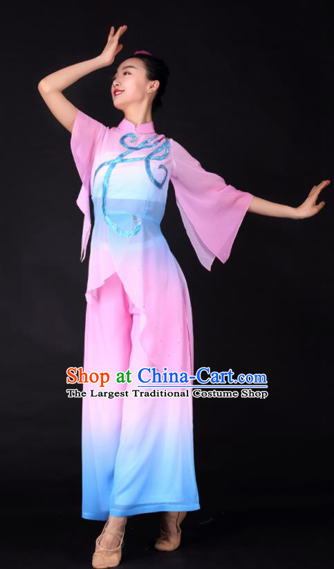 Chinese Classical Dance Fan Dance Pink Clothing Traditional Stage Performance Costume for Women