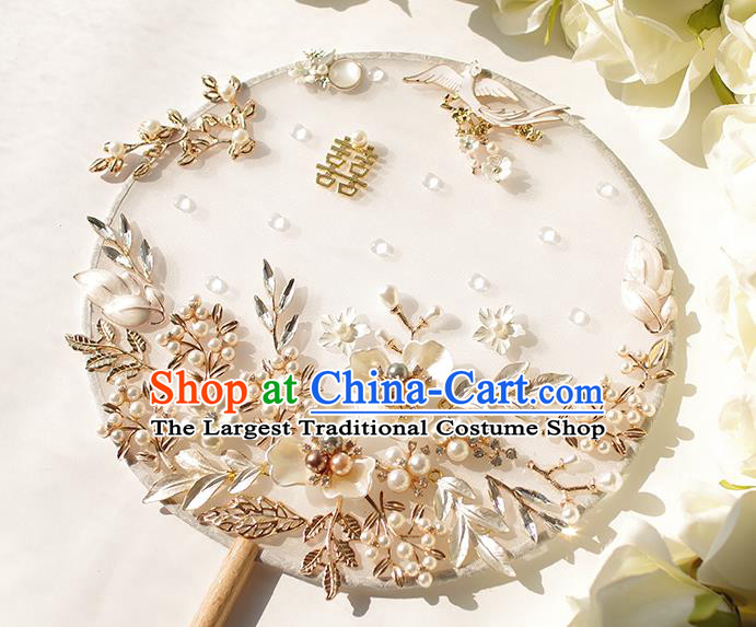 Chinese Traditional Hanfu Shell Palace Fans Classical Wedding Round Fan for Women