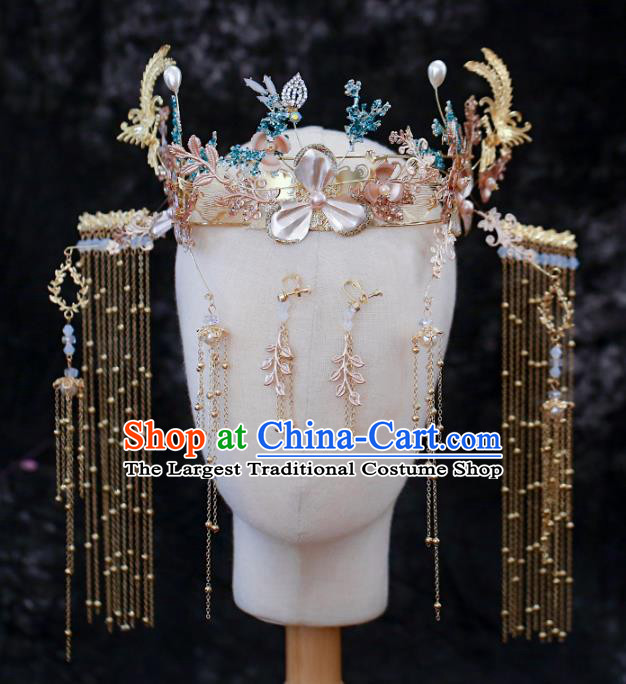 Chinese Traditional Wedding Shell Phoenix Coronet Hair Accessories for Women