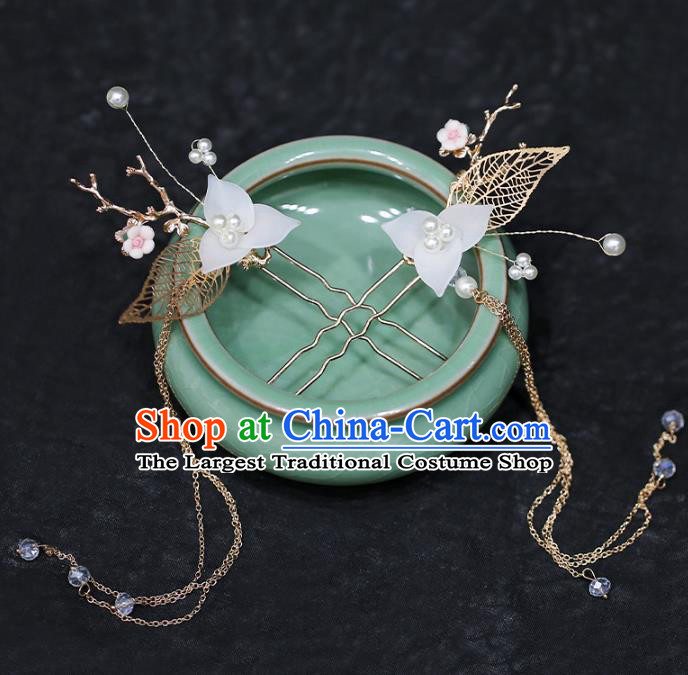 Chinese Traditional Hanfu Little Flower Tassel Hairpins Ancient Hair Accessories for Women