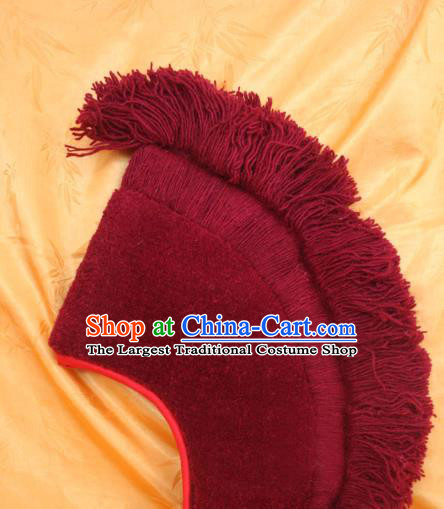 Handmade Chinese Tibetan Buddhism Wine Red Cockscomb Hat Traditional Zang Nationality Monk Hat for Men