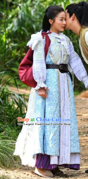 Chinese Drama Devastating Beauty Ancient Female Swordsman Cheng Yelan Costume and Headpiece for Women