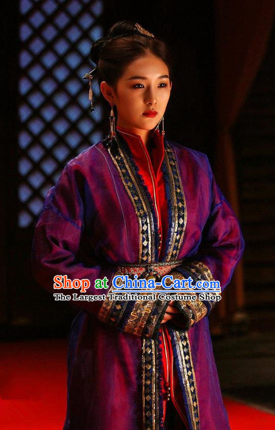 Drama Devastating Beauty Chinese Ancient Noble Mistress Han Lu Costume and Headpiece for Women