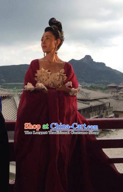 Chinese Ancient Crown Princess Red Hanfu Dress Drama Go Princess Go Costume and Headpiece for Women