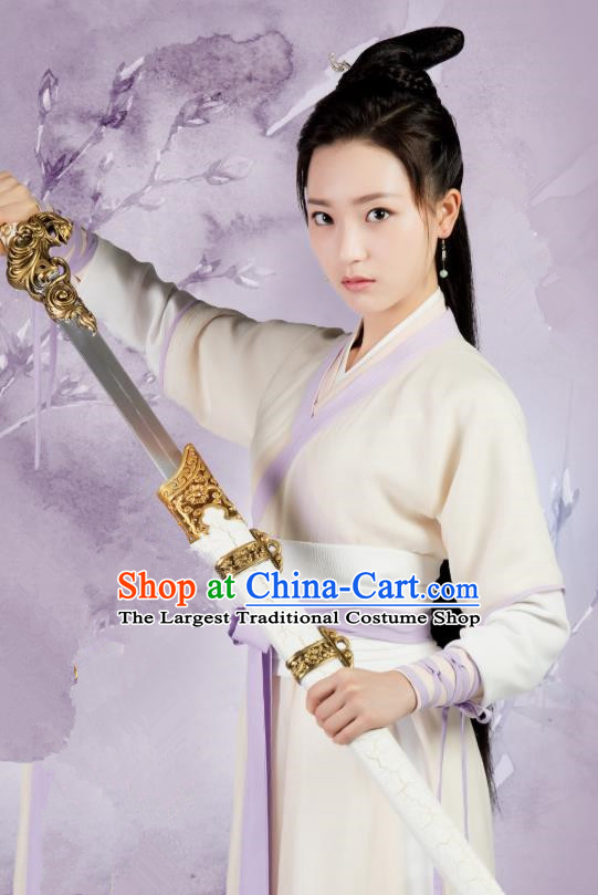 Chinese Ancient Female Swordsman Hanfu Dress Drama Legend of Yun Xi Costume and Headpiece for Women