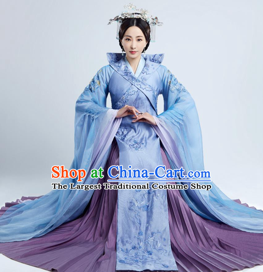 Drama The Love Lasts Two Minds Chinese Ancient Noble Dame Yuan Hanfu Dress Costume and Headpiece for Women