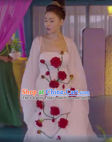 Chinese Ancient Crown Princess White Hanfu Dress Drama Go Princess Go Zhang Pengpeng Costume and Headpiece for Women