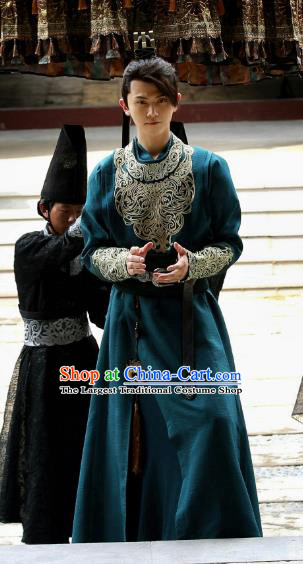 Chinese Ancient Prince Historical Drama Qing Yu Nian Joy of Life Costume and Headpiece Complete Set