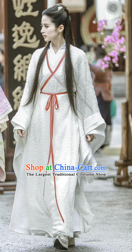 Chinese Historical Drama Swords of Legends Ancient Female Swordsman Wen Renyu White Costume and Headpiece for Women