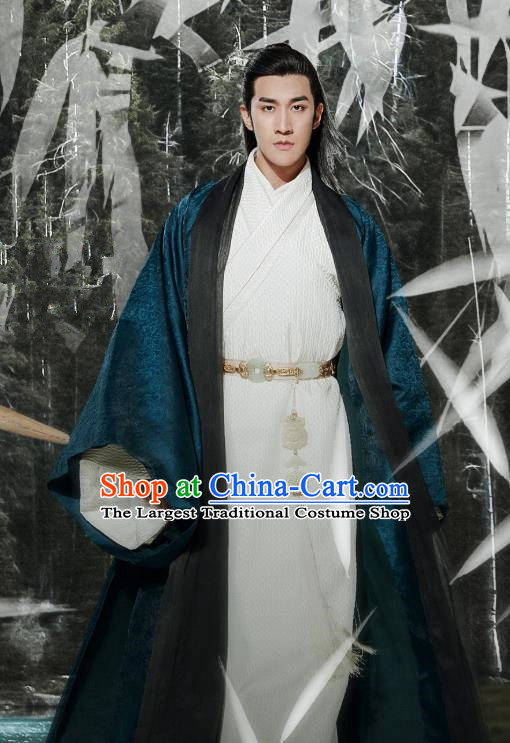 Drama Princess Silver Chinese Ancient Prince Wu You Historical Costume and Headwear for Men