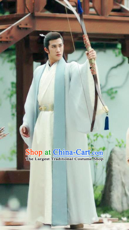 Chinese Drama Princess Silver Ancient Royal Prince Wu You Historical Costume and Headwear for Men