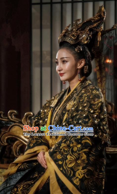 Chinese Ancient Queen Ye Zhen Dress Historical Drama Sword Dynasty Yao Di Costume and Headpiece for Women