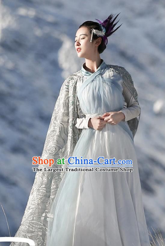 Chinese Ancient Goddess Jiu You Dress Historical Drama The Great Ruler Costume and Headpiece for Women