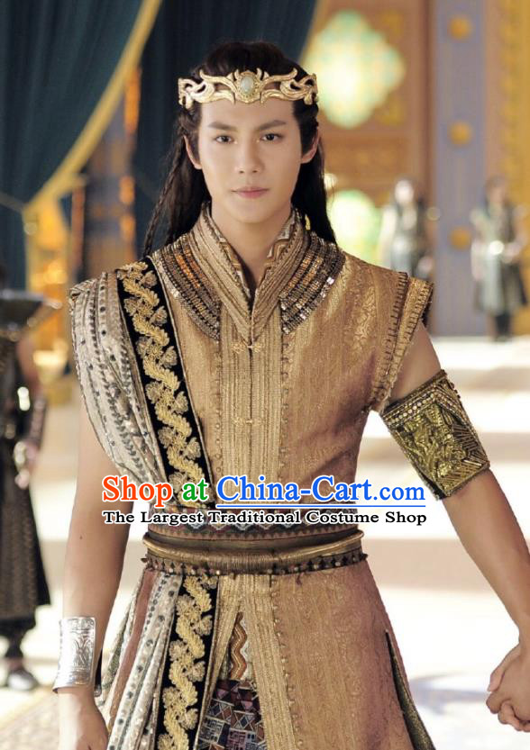 Drama An Oriental Odyssey Chinese Ancient Tang Dynasty Prince Mu Le Costume and Headpiece Complete Set