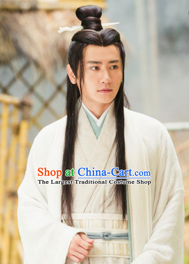 Drama Hero Dream Chinese Ancient Han Dynasty Counselor Zhang Liang Costume and Headpiece Complete Set