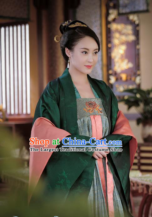 Chinese Ancient Tang Dynasty Queen Wu Zetian Dress Historical Drama An Oriental Odyssey Costume and Headpiece for Women