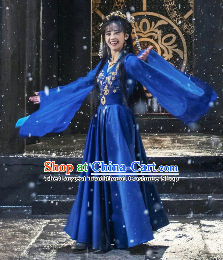 Chinese Ancient Noble Lady Lin Luojing Dress Historical Drama Jueshi Qianjin Costume and Headpiece for Women