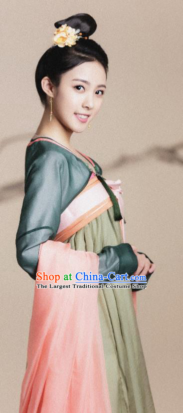 Chinese Ancient Palace Lady Historical Costumes and Hairpin Drama Tang Dynasty Tour Ling Long Hanfu Dress