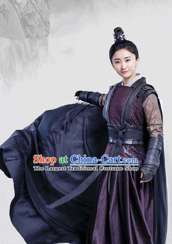 Chinese Ancient Female Knight Historical Costumes and Headpieces Drama Tang Dynasty Tour Swordswoman Tian Ruolan Dresses