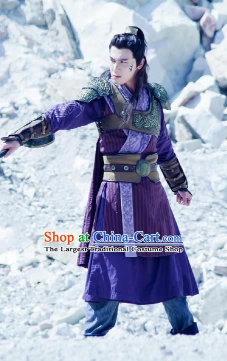 Chinese Ancient Armor Clothing and Jade Hairpin Drama The Taosim Crandmaster Swordsman Han Shang Costumes and Hairdo Crown