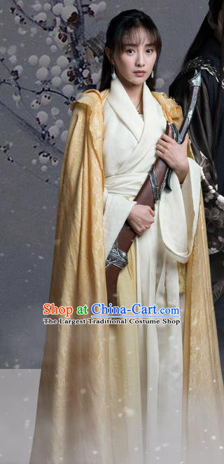 Chinese Ancient Female Blade Apparels Garment Costumes and Headdress Wuxia Drama The Lost Swordship Heroine Xiao Nanping Dress