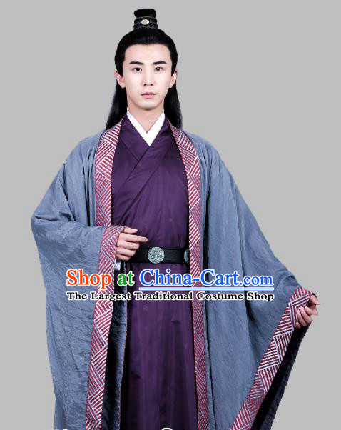 Chinese Ancient Song Dynasty Scholar Apparels Costumes and Hair Accessories Drama Kai Feng Qi Tan Bao Zheng Garment