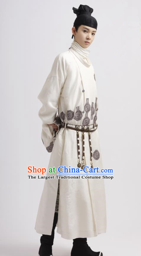 Chinese Ancient Tang Dynasty Swordsman Taoist Garment and Headwear Drama Wu Xin The Monster Killer Kawaler Liu Qinghu Apparels Clothing