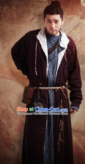 Chinese Ancient Physician Tang Dynasty Apparels Garment and Headwear Drama Wu Xin The Monster Killer Swordsman Shang Qingtian Clothing