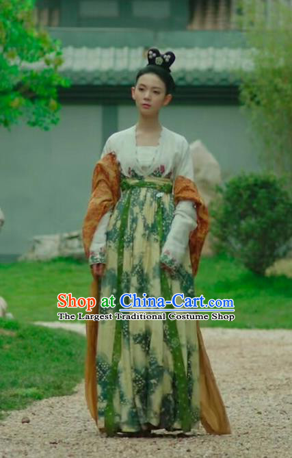 Chinese Ancient Female Swordsman Hanfu Dress Tang Dynasty Apparels Costumes and Headdress Drama Wu Xin The Monster Killer Palace Lady Liu Qingluan Garment