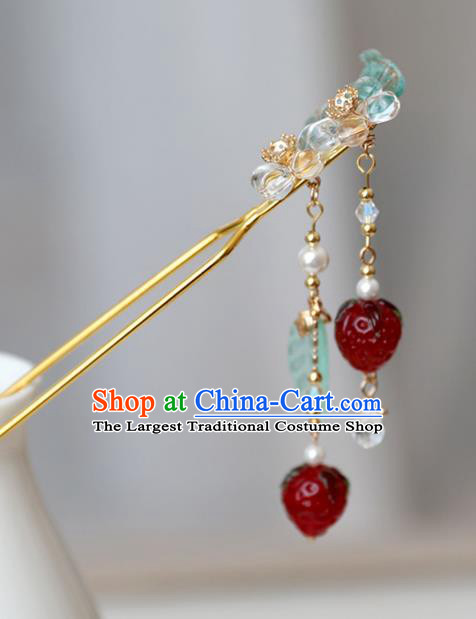 Chinese Ancient Hanfu Strawberry Hair Clip Women Headwear Hairpin Hair Accessories