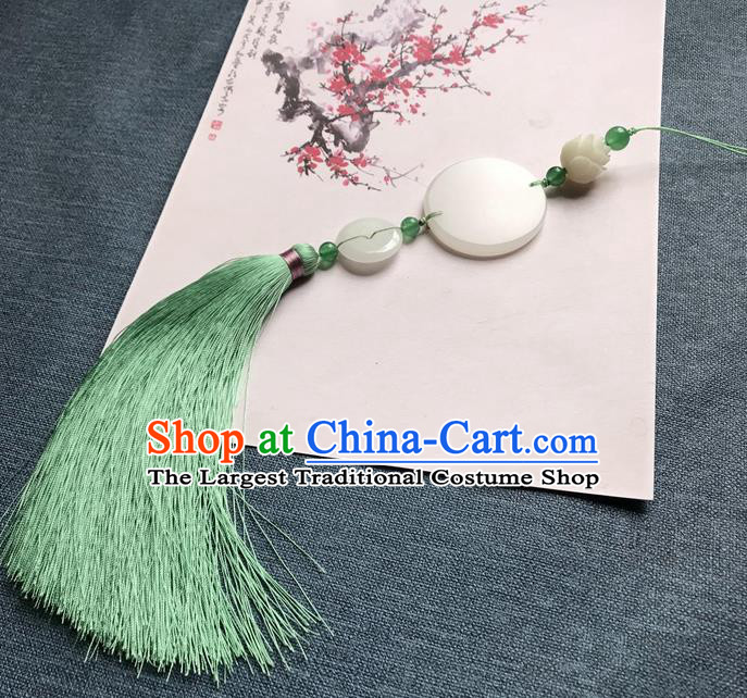 Chinese Ancient Green Tassel Jade Pendant Waist Accessories Peacuful Jade Lappet Jewelry