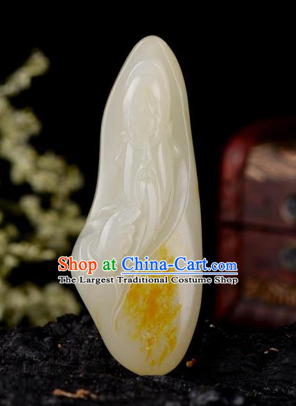 Chinese Ancient Carving Guan Yu Jade Accessories Jade Handgrip Jade Craft