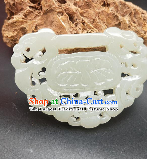 Chinese Handmade Jade Dragon Pendant Hsiuyen Jade Label Carving Jade Necklace Accessories Craft