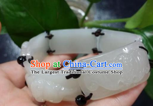 Chinese Ancient Hanfu White Jade Bangle Wristlet Accessories Jade Bracelet Jewelry