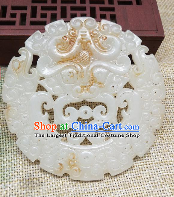 Chinese Handmade Jade Handgrip Craft Jade Label Necklace Accessories Carving Monster Jade Pendant