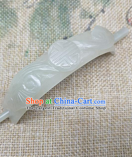 Chinese Ancient Swordsman Jade Headwear Hanfu Hair Accessories Jade Hairdo Crown Hairpin