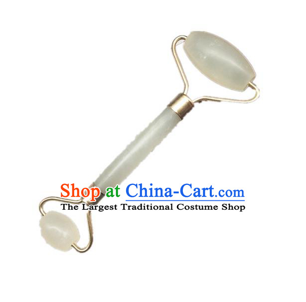 Chinese Ancient Hanfu Jade Face Massager Hetian Jade Jewelry Wheel Accessories