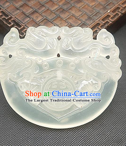 Chinese Ancient Jade Necklace Accessories Hetian Jade Label Craft Carving Dragon Phoenix Jade Pendant