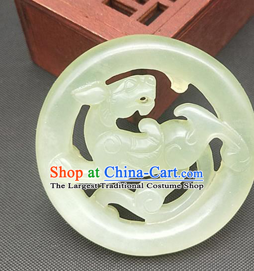 Chinese Handmade Green Jade Accessories Hsiuyen Jade Label Craft Carving Dragon Jade Necklace Pendant