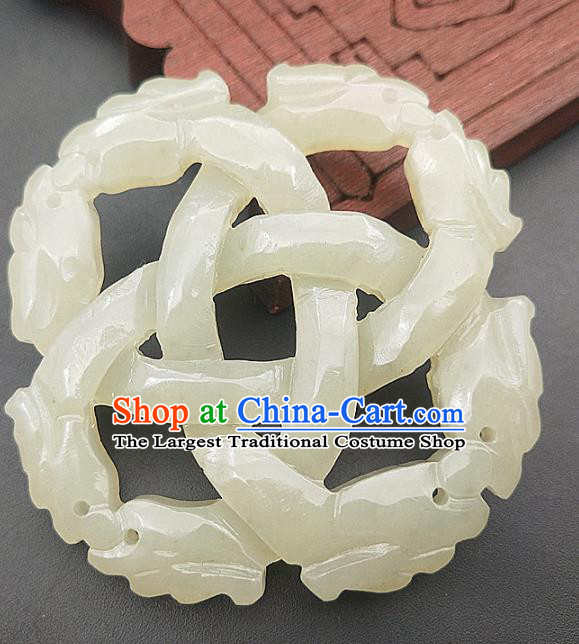 Chinese Handmade Jade Carving Necklace Accessories Handgrip Craft Jade Jewelry Jade Dragon Pendant