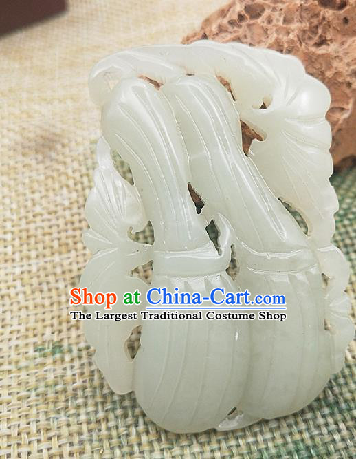 Chinese Jade Carving Necklace Accessories Handgrip Craft Handmade Jade Jewelry Jade Towel Gourd Pendant