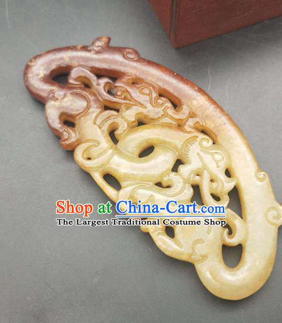 Chinese Jade Carving Dragon Necklace Accessories Handgrip Craft Handmade Jade Jewelry Jade Semi Annular Pendant