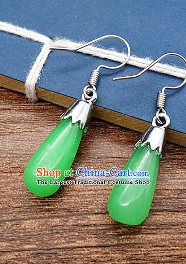 Chinese Ancient Hanfu Green Jade Earrings Jade Jewelry Jadeite Ear Accessories