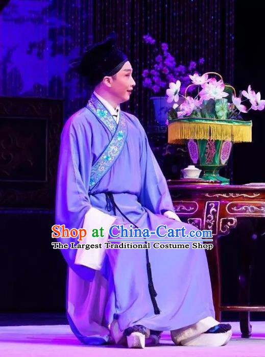 Chinese Peking Opera Xiaosheng Garment Costumes Double Pearl Phoenix Scholar Young Male Wen Bizheng Apparel and Hat