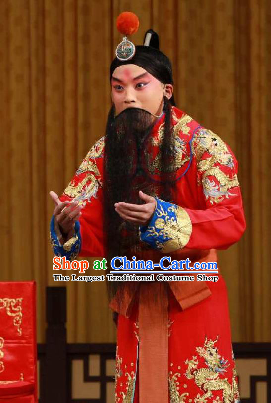 Chinese Peking Opera Martial Male Garment the Fourth Son Visits His Mother Costumes Old Men Yang Yanhui Apparel and Headpiece