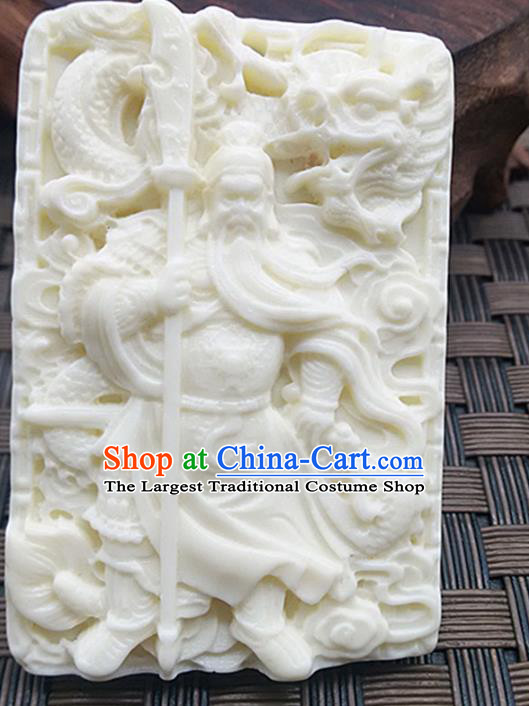 Chinese Handmade Jade Label Accessories Handgrip Craft Handmade Carving Guan Yu Jade Waist Pendant