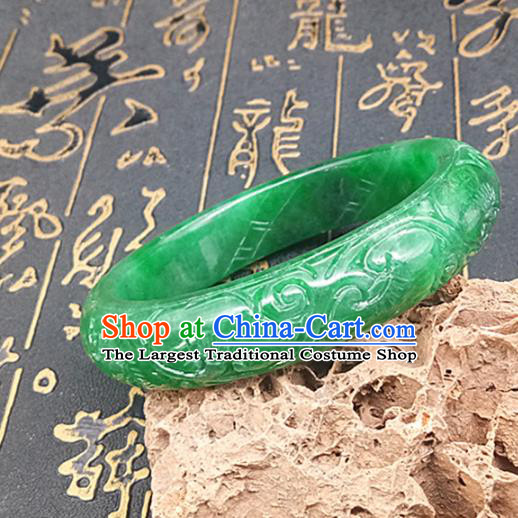 Chinese Ancient Hanfu Green Jade Bangle Hetian Jade Jewelry Jadeite Bracelet Accessories