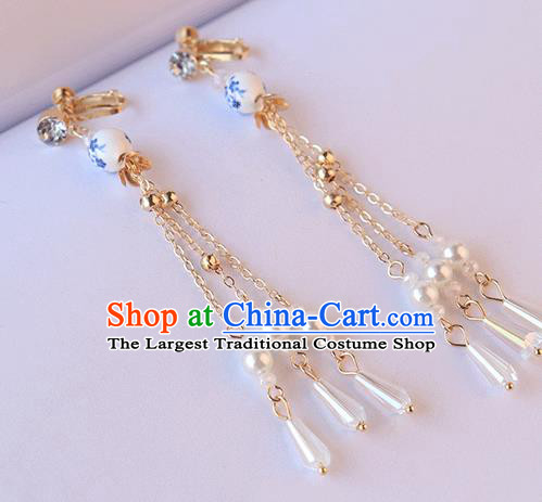 Chinese Ancient Hanfu Tassel Earrings Jewelry Ear Accessories