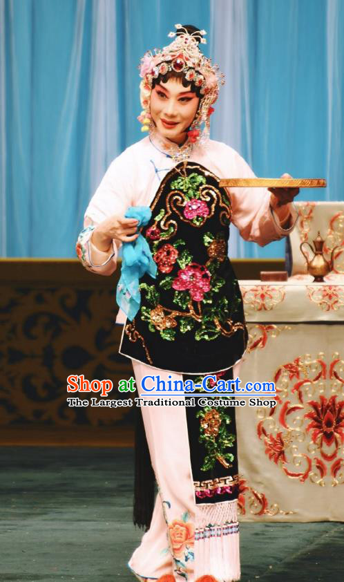 Chinese Traditional Peking Opera Costumes Apparel the Wandering Dragon Toys with the Phoenix Li Fengjie Embroidered Peony Garment and Headwear